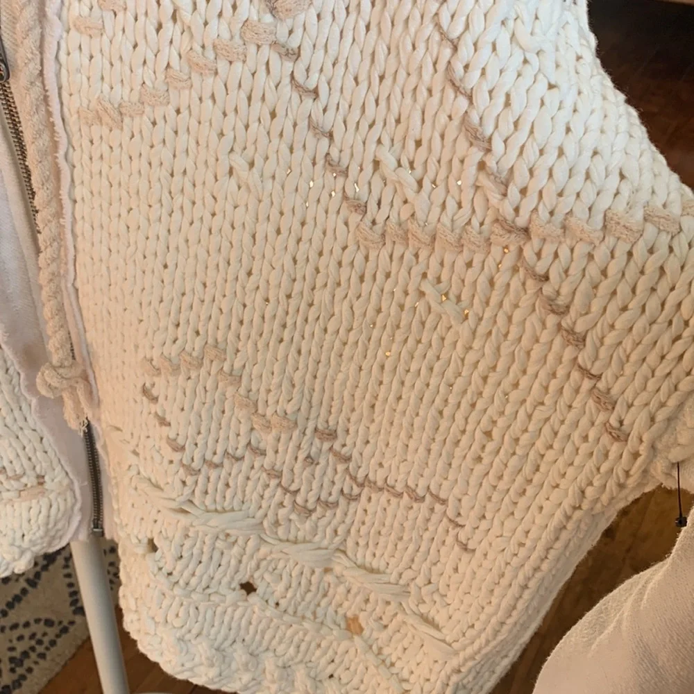 Free people cozy knit mixed media sweater. NWOT. Retail 398‎